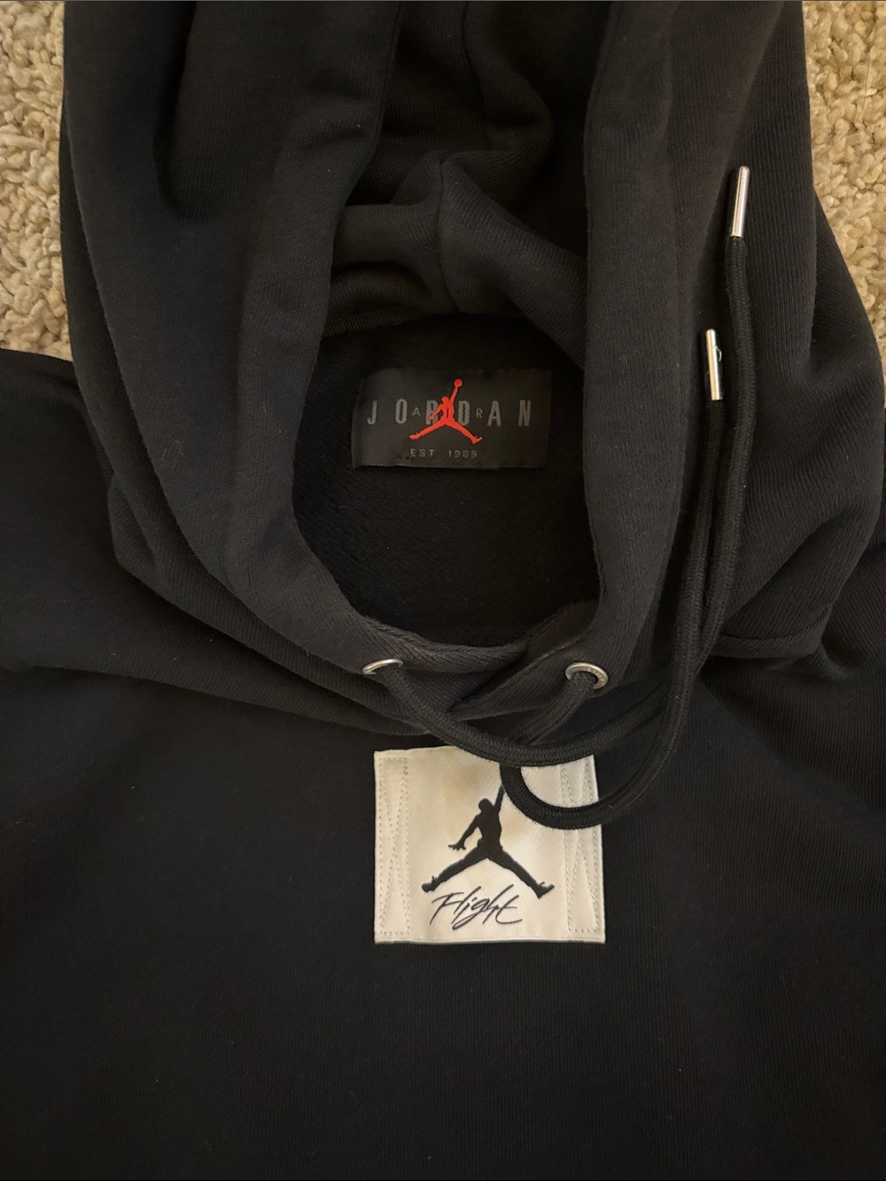 Jordan | Black Hoodie with White Jumpman Patch - Picture 2 of 4